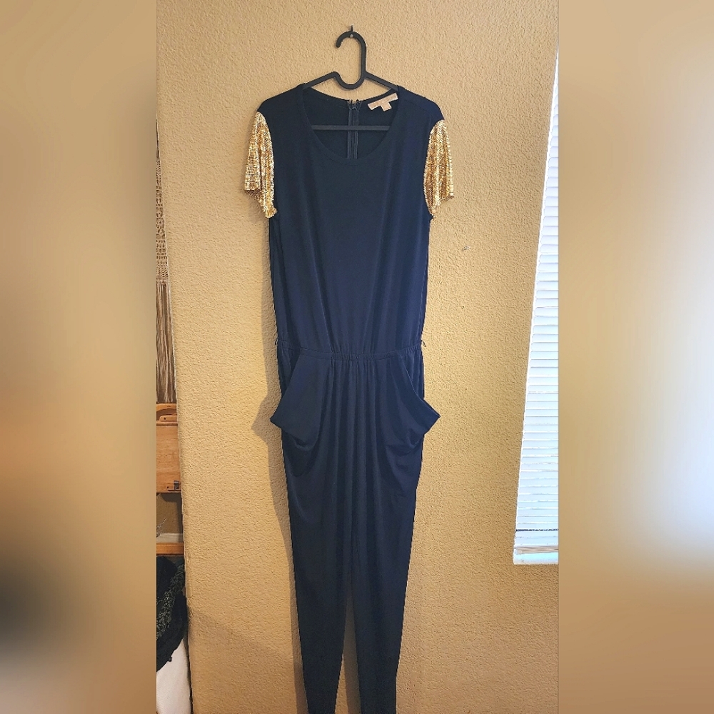 VINTAGE Michael Kors Navy & Gold mesh jumpsuit
